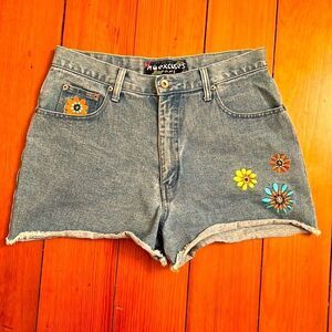 *No Excuses* 80’s Groovy Colorful Embroidered Denim Shorts 13/14 EUC